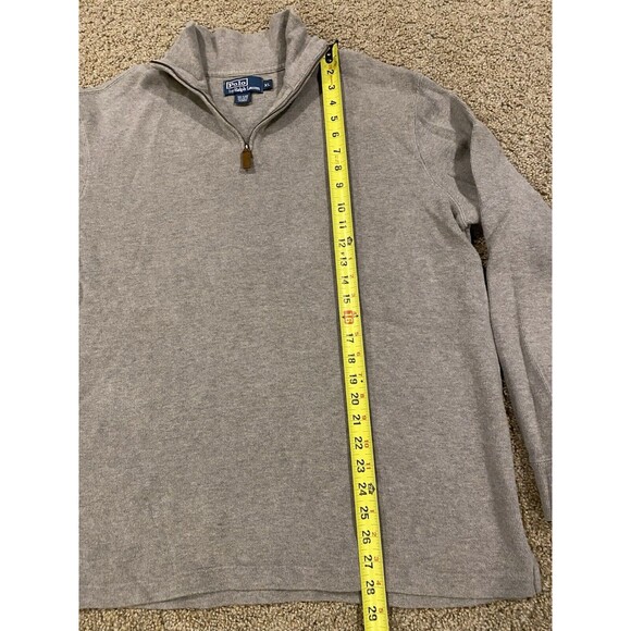 Polo Ralph Lauren 1/4 Zip Pullover Sweater Mens XL Light Gray Pony Cotton - Picture 7 of 8
